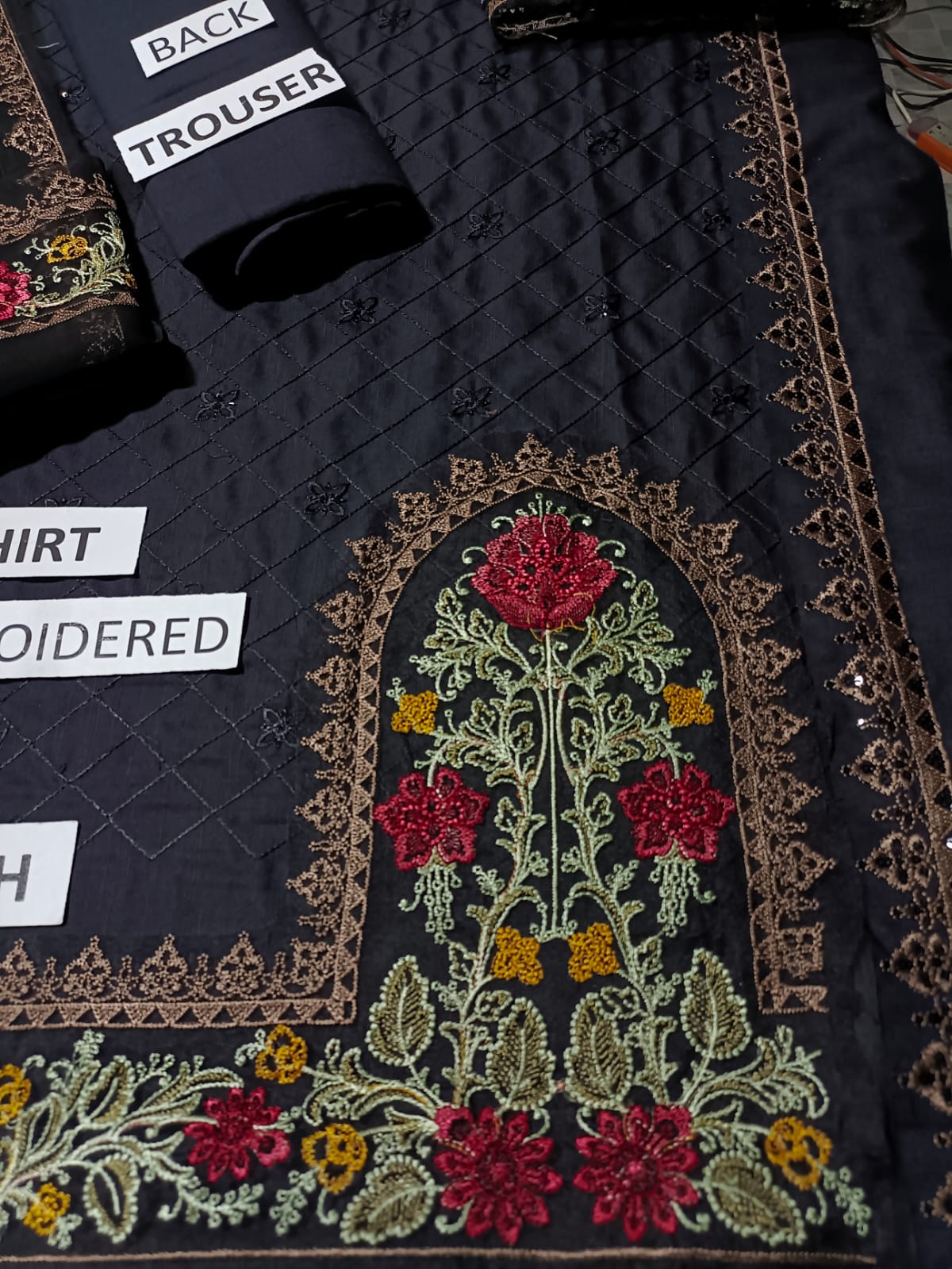 Khaddar 3 Piece Sequin  Embroidered Dress - 393