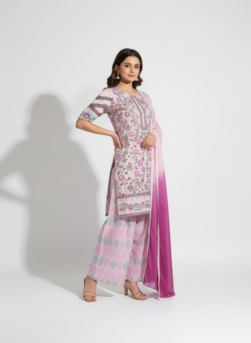 Karandi 3 Piece Printed Dress - 396