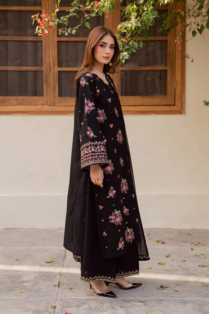 Summer Unstitched 3PCs Embroidered Lawn Dress With Chiffon Dupatta - 479