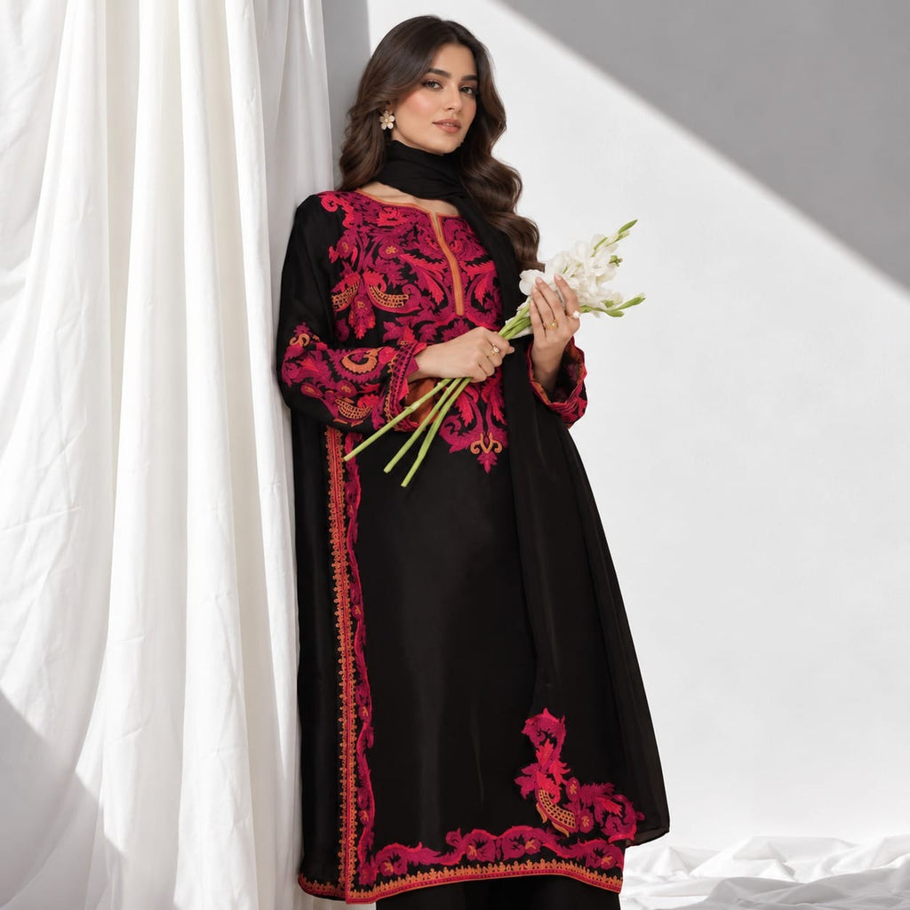 Winter Stitched 3PC Dhanak Embroidered Suit - TW 30