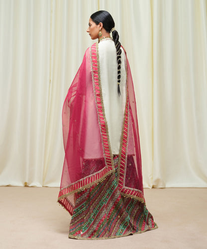 Summer Unstitched 3PCs Embroidered Lawn Dress With Organza Dupatta - 459
