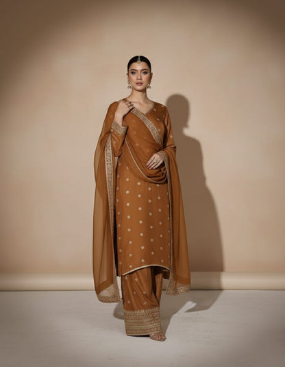 Summer Unstitched 3PCs Embroidered Lawn Dress With Monar Dupatta -203