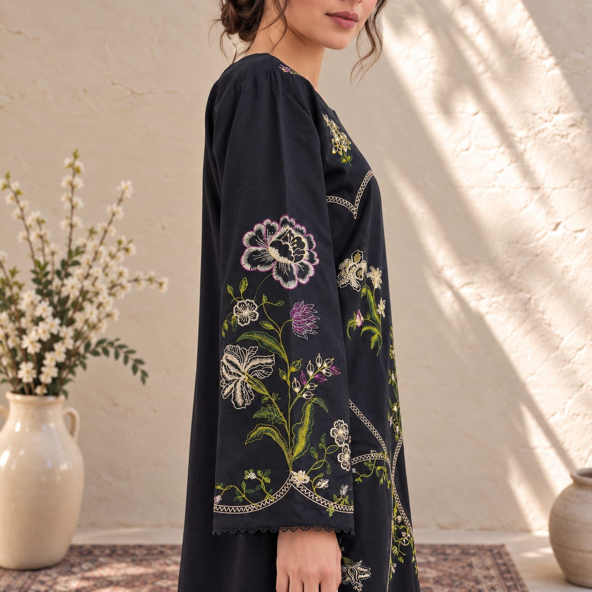 Winter Stitched Khaddar 3 Piece Embroidered Dress - TW 22