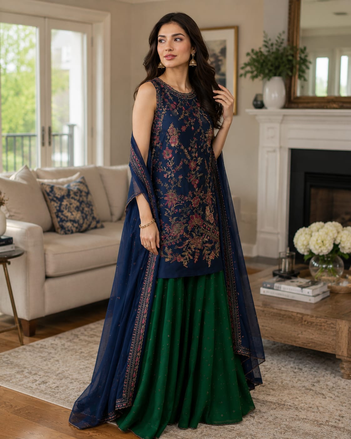 Summer Unstitched 3PCs Sequin Embroidered Lawn Dress  - 450
