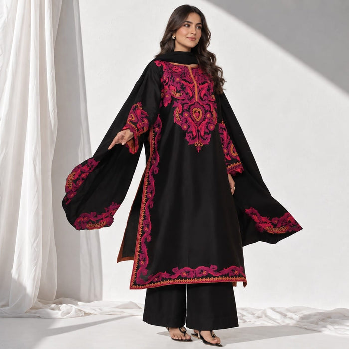 Winter Stitched 3PC Dhanak Embroidered Suit - TW 30
