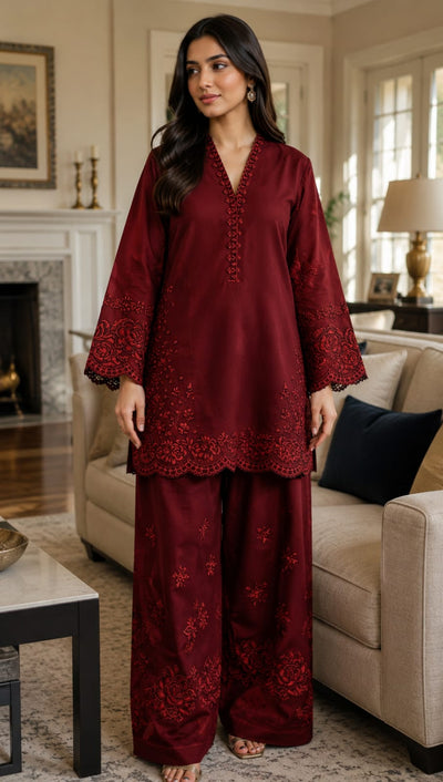 Summer Unstitched 2PCs Embroidered Lawn Dress  -483