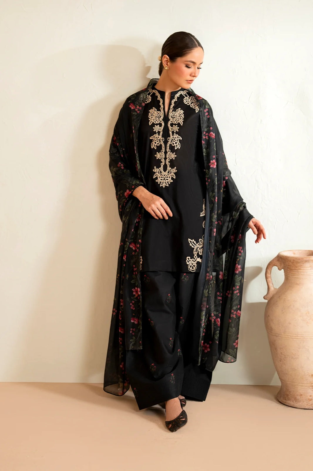 Summer Unstitched 3 Piece Embroidered Lawn Dress With Monaar Lawn Dupatta - 481