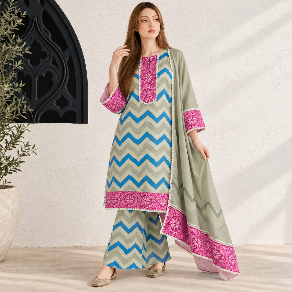 Winter Stitched 3PCs Digital Printed Karandi Dress- TW 02