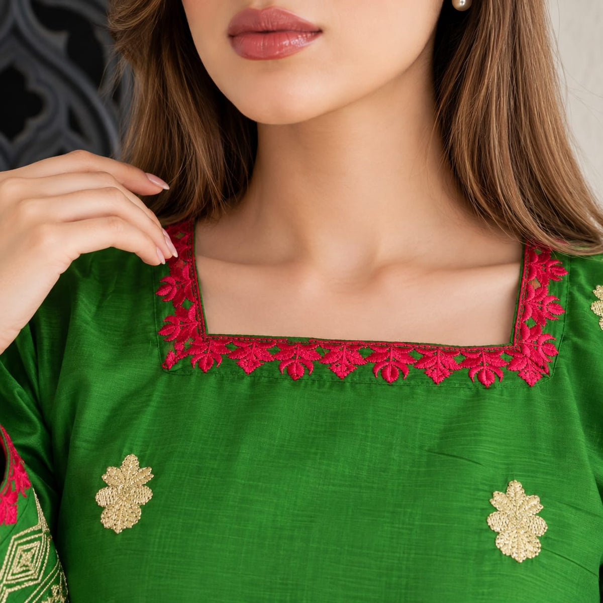 Winter Stiched 3 Piece Kataan Silk Embroidered Dress - TW 10