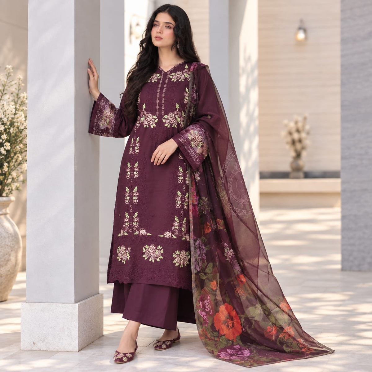 Summer Stitched 3 Piece Embroidered Lawn Dress - TS 02