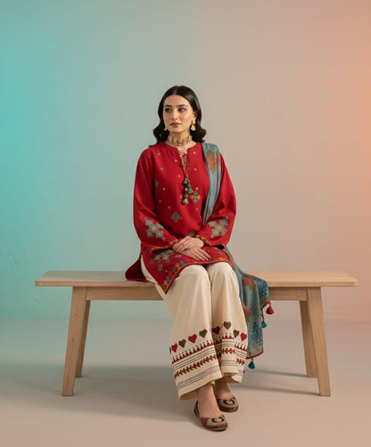 Winter 3PC Dhanak Embroidered Suit - 406