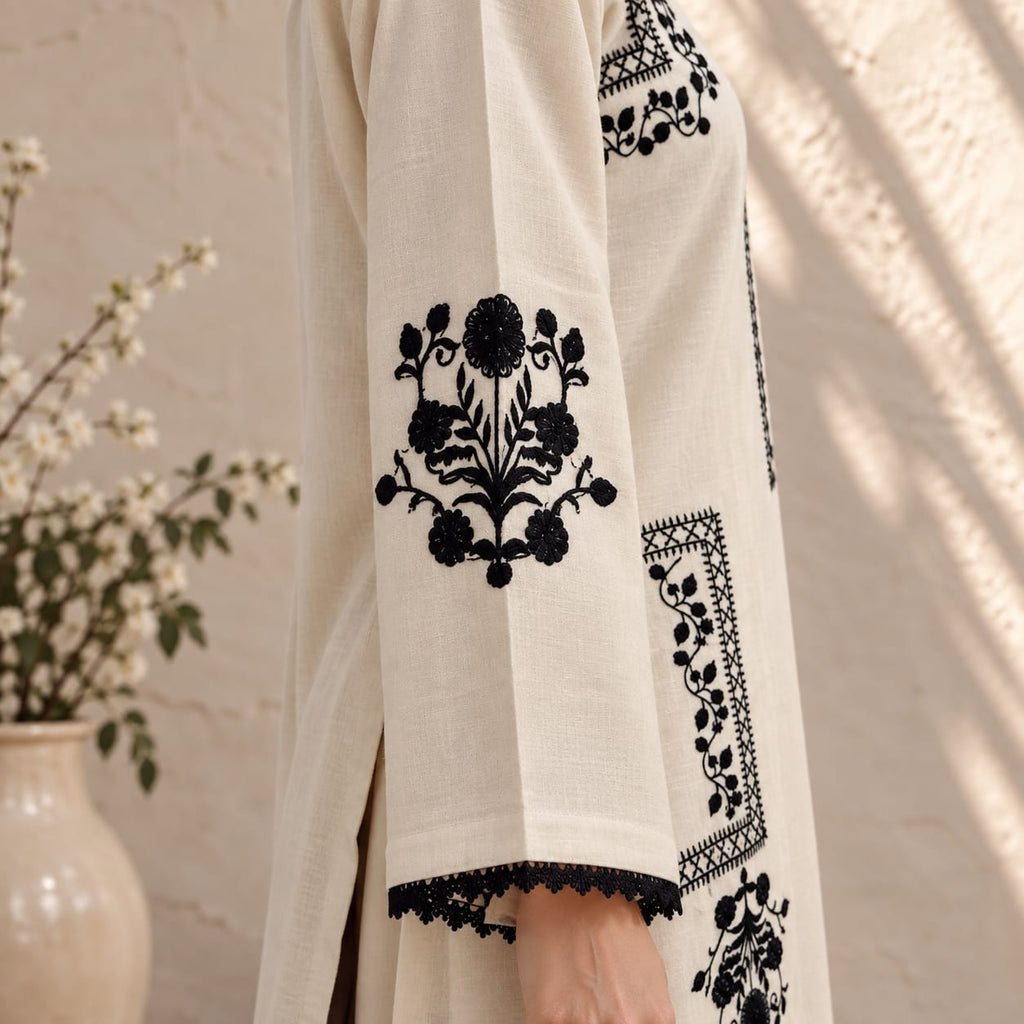 Winter Stitched Khaddar 2 Piece Embroidered Dress - TW 24