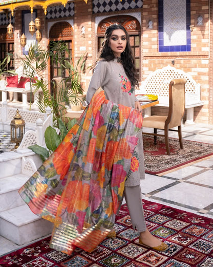 Dhanak 3 Piece Embroidered Dress -224