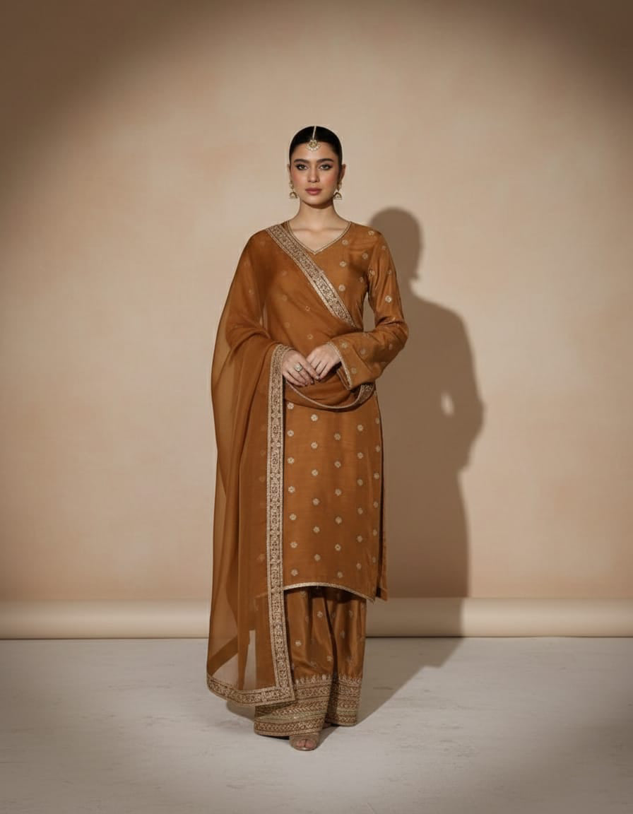 Summer Unstitched 3PCs Embroidered Lawn Dress With Monar Dupatta -203