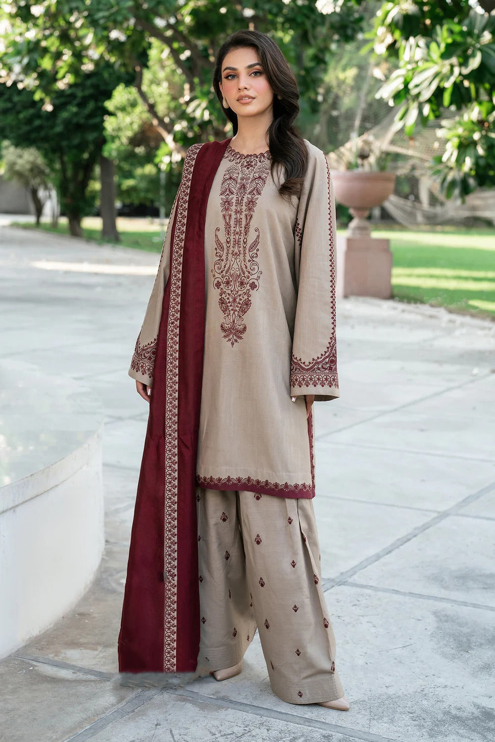 Lawn 3 Piece Embroidered Dress - 344