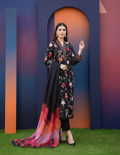 Winter 3PC Khaddar Embroidered Suit - 409