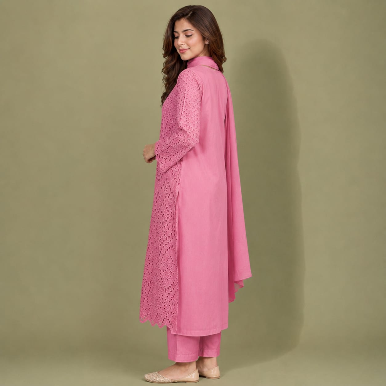 Summer Unstitched 3PCs Embroidered Lawn Dress   - 499