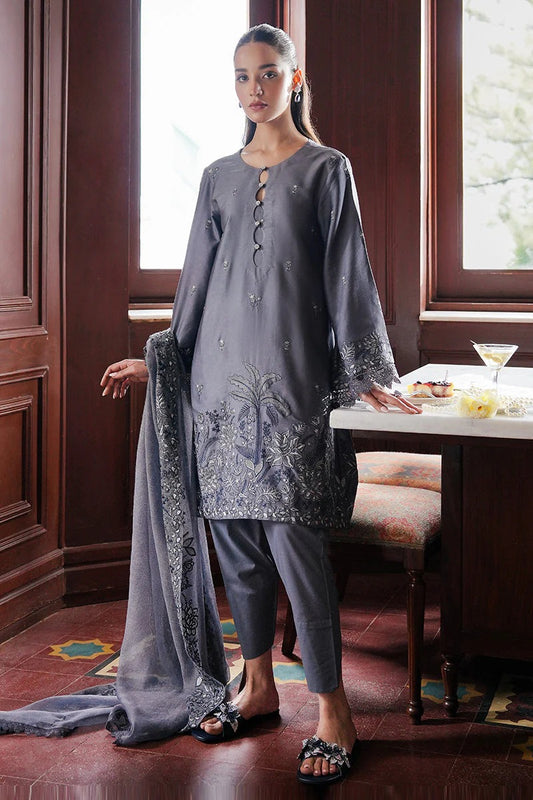 3PC DHANAK EMBROIDERED SHIRT WITH DHANAK EMBROIDERED SHAWL - 429