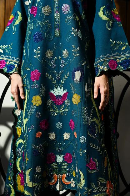 3PC Dhanak Embroidered Shirt With Dhanak Embroidered Shawl - 427