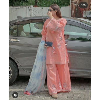 Lawn 3 Piece Embroidered Dress - 145