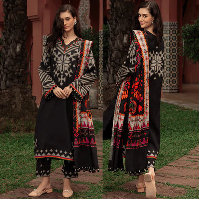 Winter 3PC Karandi Digital Print Dress - 442