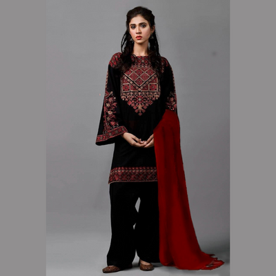 Khaddar 3 Piece Embroidered Dress – 14