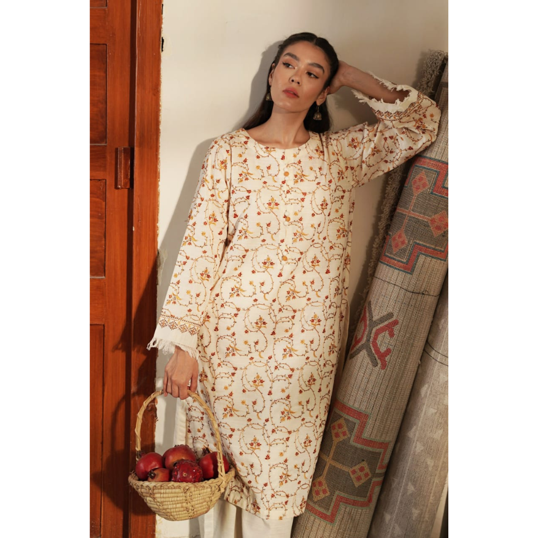 Khaddar Unstitched 2 Piece Embroidered Dress - 23