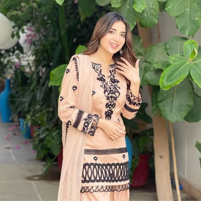 Lawn 3 Piece Embroidered Dress - 65