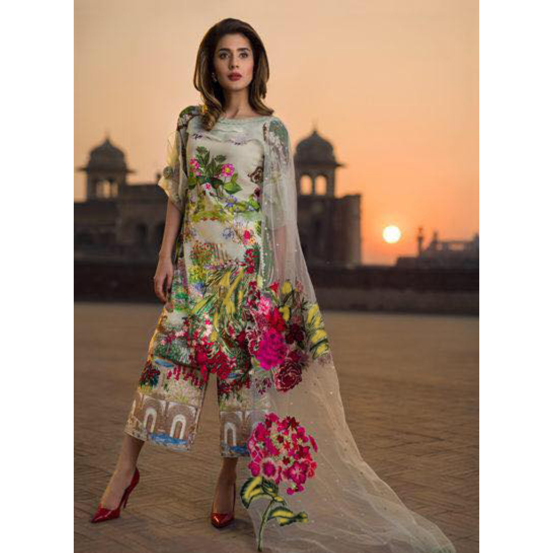 Lawn Unstitched 3 Piece Embroidered Dress - 109
