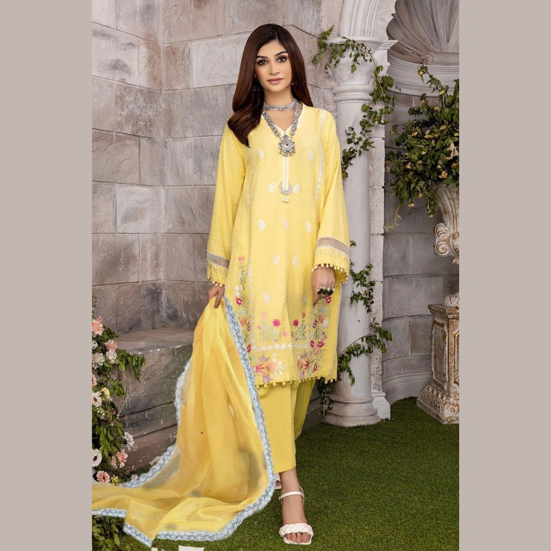 Lawn Unstitched 3 Piece Embroidered Dress - 102
