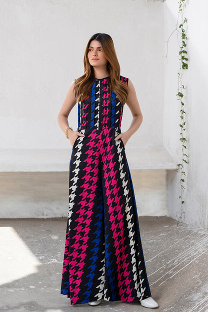 Satin Silk Digital Printed 2 Piece Dress - 397