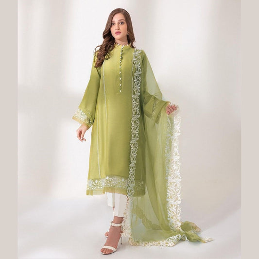 Lawn Unstitched 3 Piece Embroidered Dress - 135