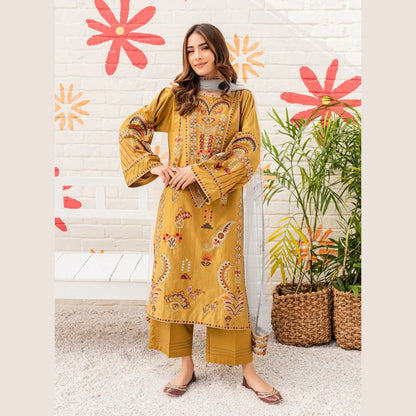 Lawn Unstitched 3 Piece Embroidered Dress - 81