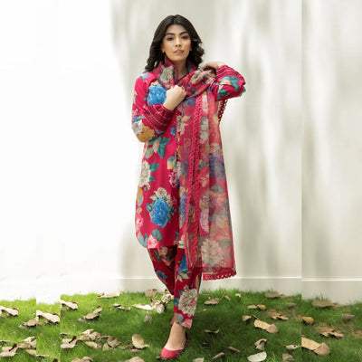 Summer Unstitched 3PCs Digital Printed Lawn Dress With Digital Printed Dupatta  – 141