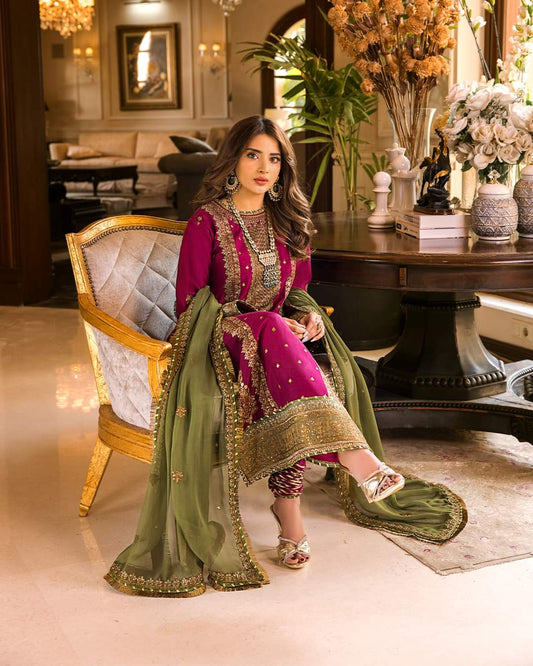 Lawn 3 Piece Embroidered Dress -154