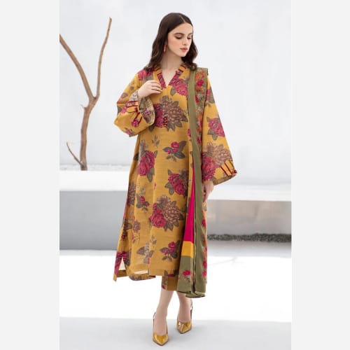 Karandi Unstitched 3 Piece Printed Dress- 228