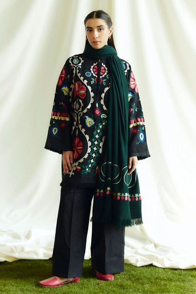 Khaddar 3 Piece Embroidered Dress -274