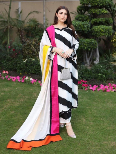 Crepe 3 Piece Printed Dress - 402