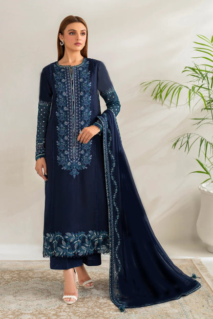 Dhanak Unstitched 3 Piece Embroidered Dress - 287