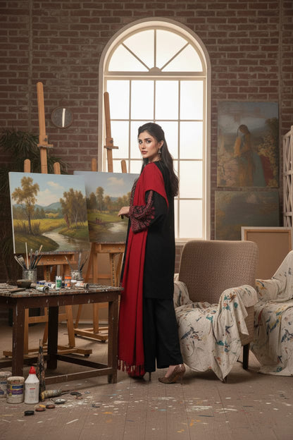 Khaddar 3 Piece Embroidered Dress – 14