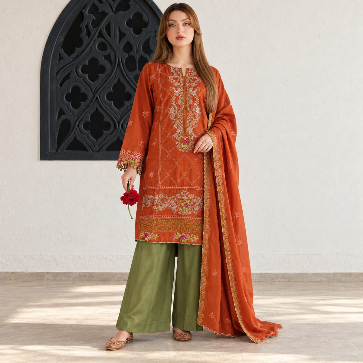 Winter Stitched 3PC Dhanak Embroidered Suit - TW 31