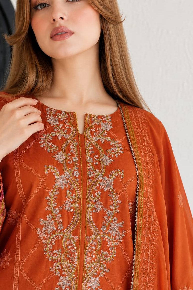 Winter Stitched 3PC Dhanak Embroidered Suit - TW 31