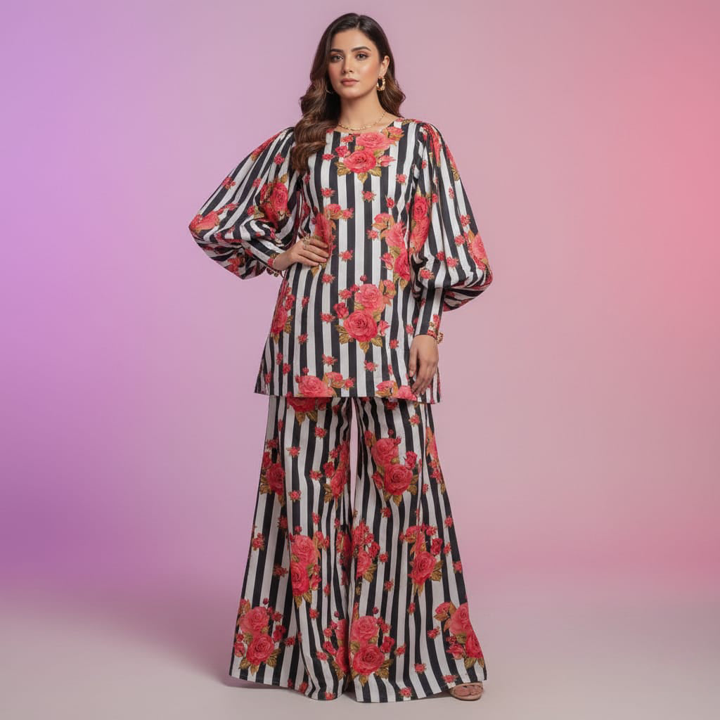 Winter 3PC Karandi Digital Print Dress - 445