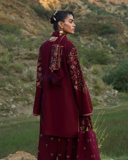 Summer Unstitched 3PCs Embroidered Lawn Dress With Manaar Dupatta   - 373