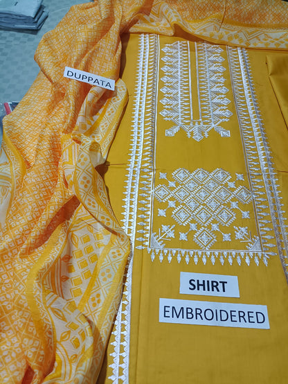 Lawn Unstitched 3 Piece Embroidered Dress - 355