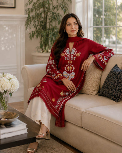 Summer Unstitched 3PCs Embroidered Lawn Dress With Manaar Dupatta  - 379
