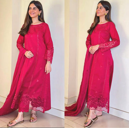 Dhanak 3 Piece Embroidered Dress - 422