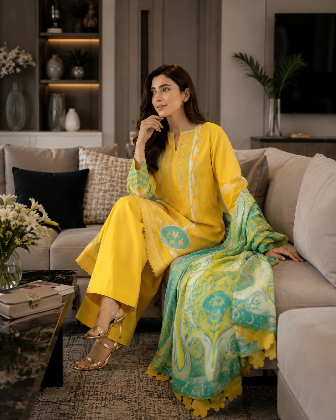 Summer Unstitched 3PCs Embroidered Lawn Dress    - 357
