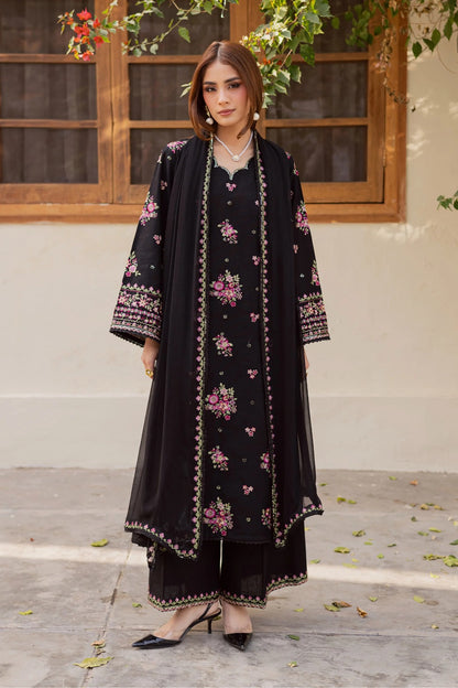 Summer Unstitched 3PCs Embroidered Lawn Dress With Chiffon Dupatta - 479