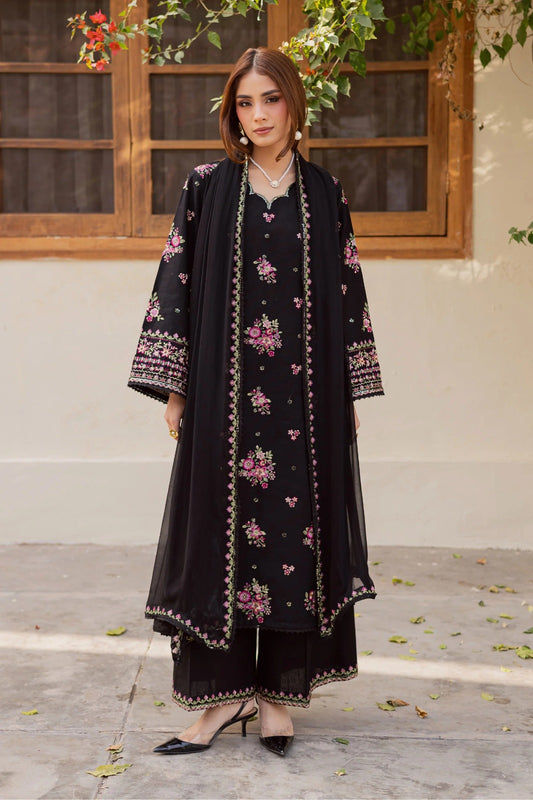Summer Unstitched 3PCs Embroidered Lawn Dress With Chiffon Dupatta - 479